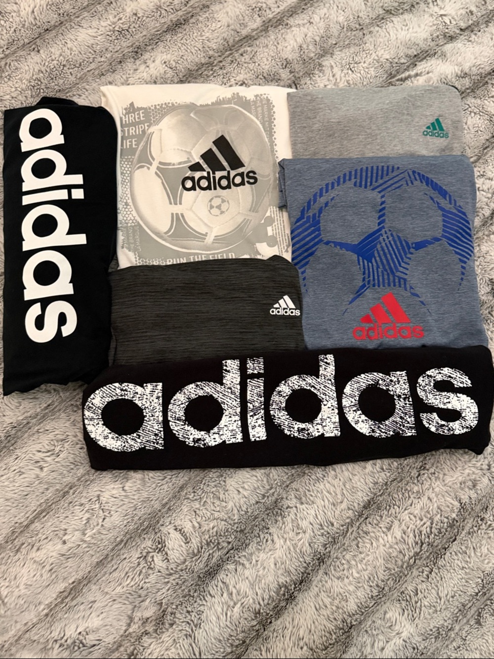 Adidas Boys 6 Shirt Bundle Short & Long Sleeve Graphic Tees - Size Large
